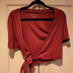 American Eagle Outfitters Women's Red Wrap Top